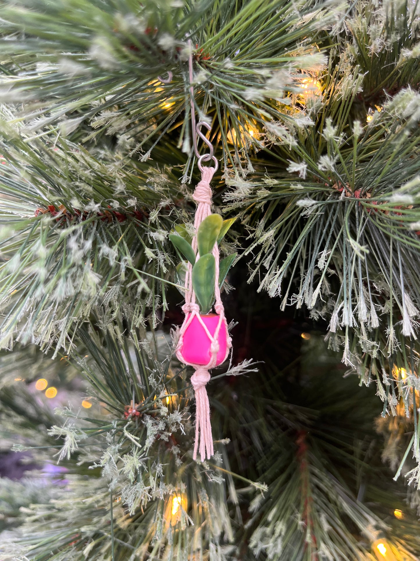 cream string - neon pink pot