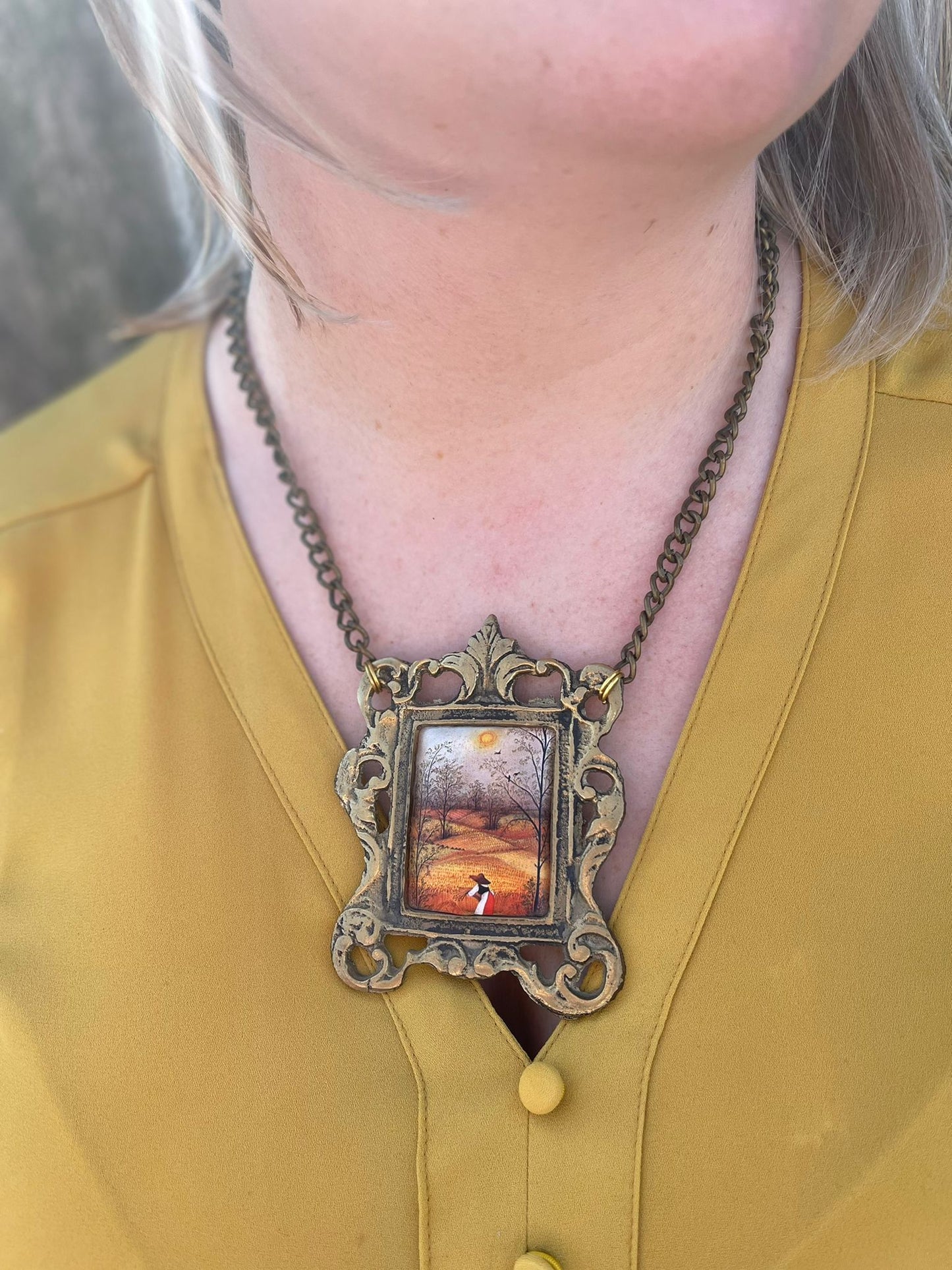 framed art necklace