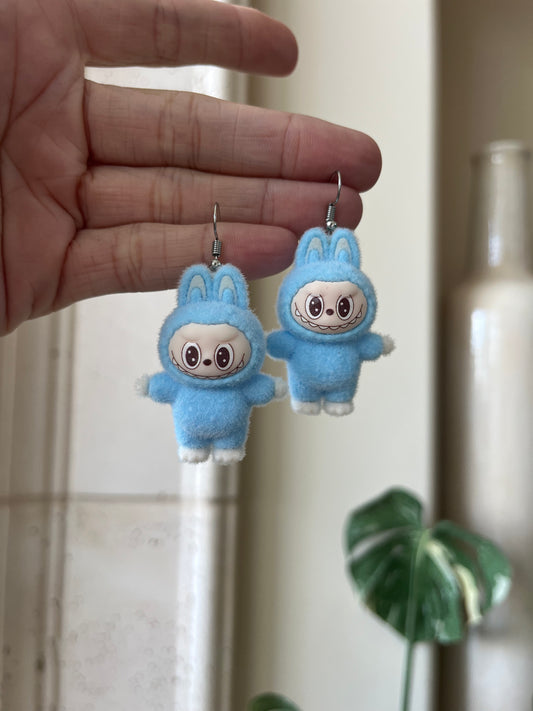blue standing - silver metal
