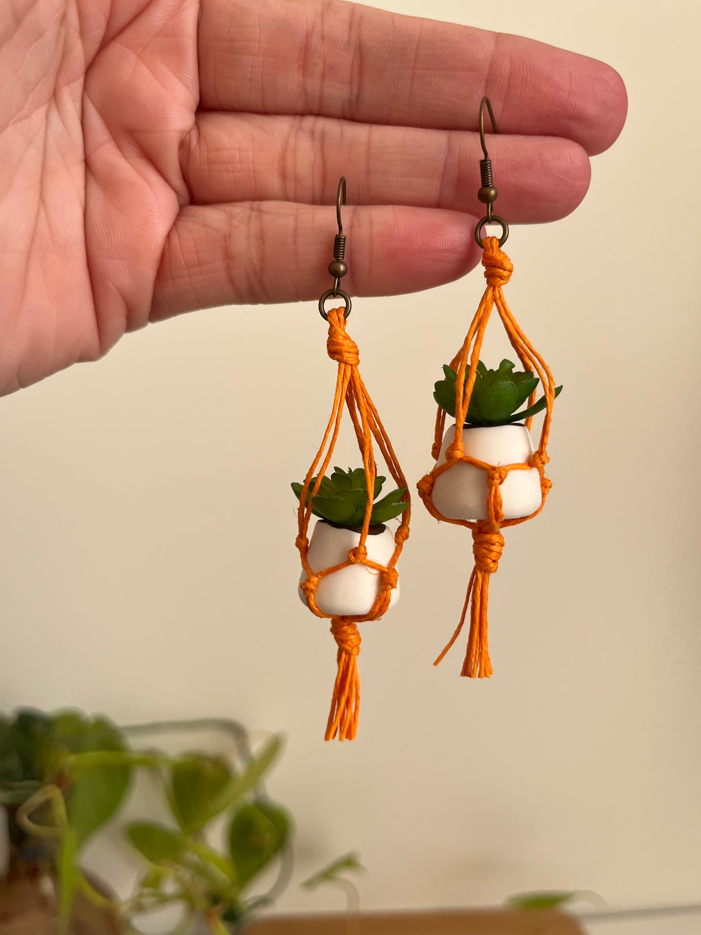 orange string - white pot